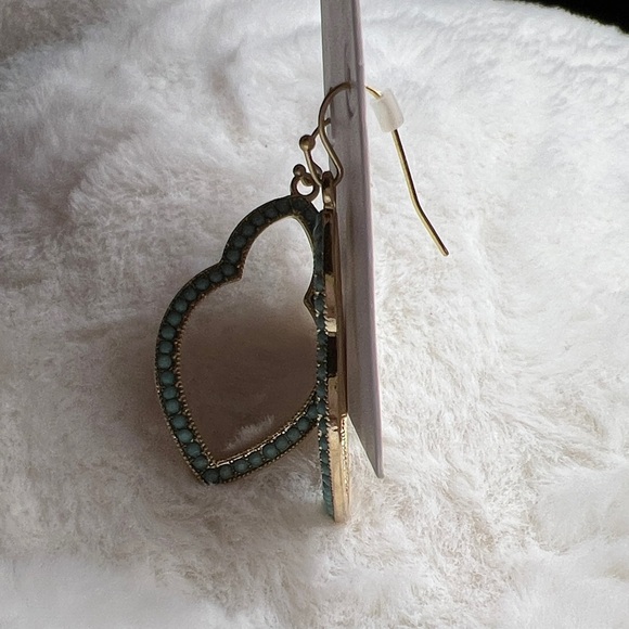 Marlyn Schiff Teal and Gold Drop Earrings - Picture 5 of 5